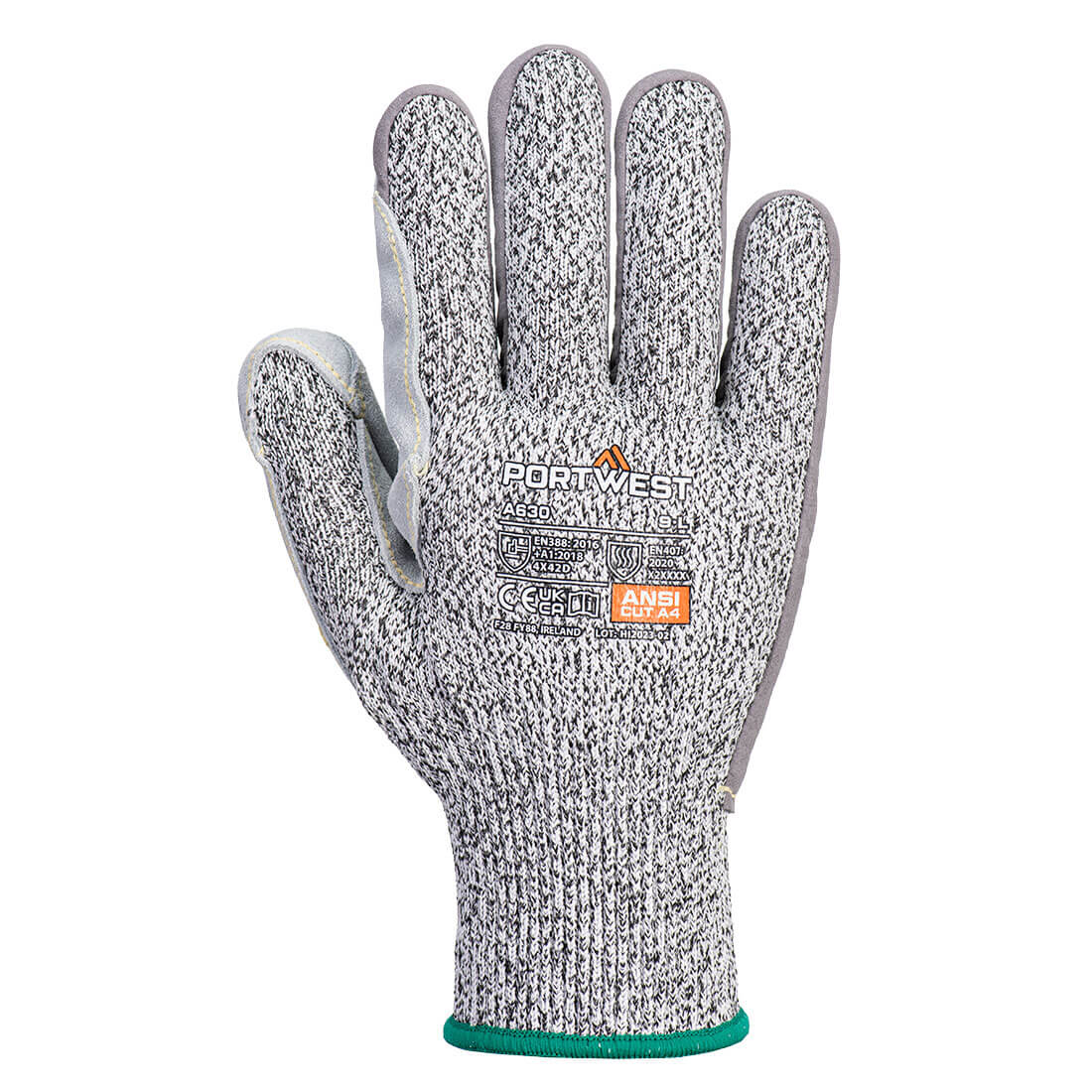 A630 - Cut D13 Leather Palm Glove Grey on Jaywab Solutions
